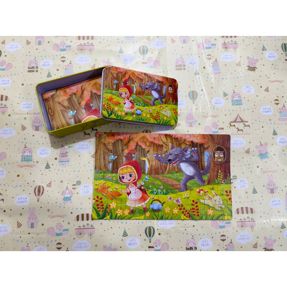 木製鐵盒60片拼圖 🧩 卡通款 PS 拼圖後面有數字有圖片可以看這拼-細節圖2