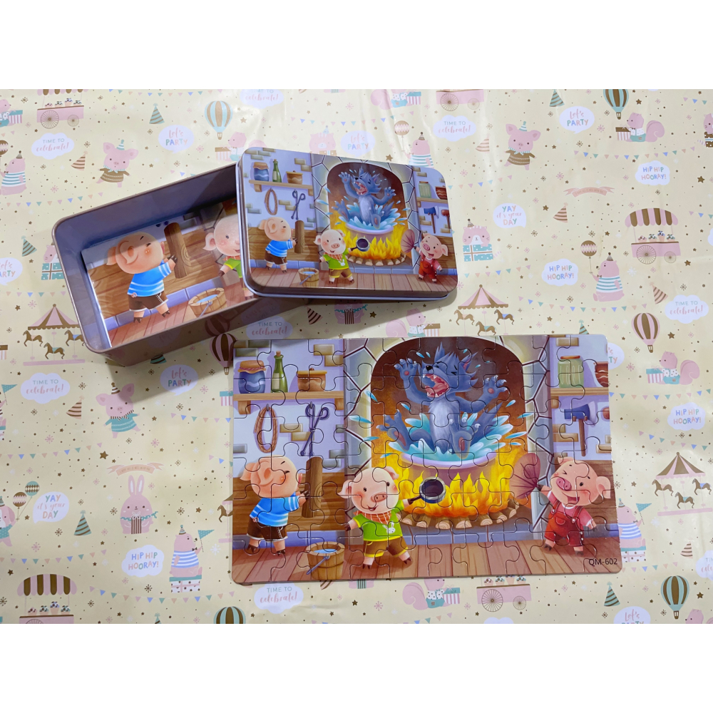 木製鐵盒60片拼圖 🧩 卡通款 PS 拼圖後面有數字有圖片可以看這拼-細節圖6