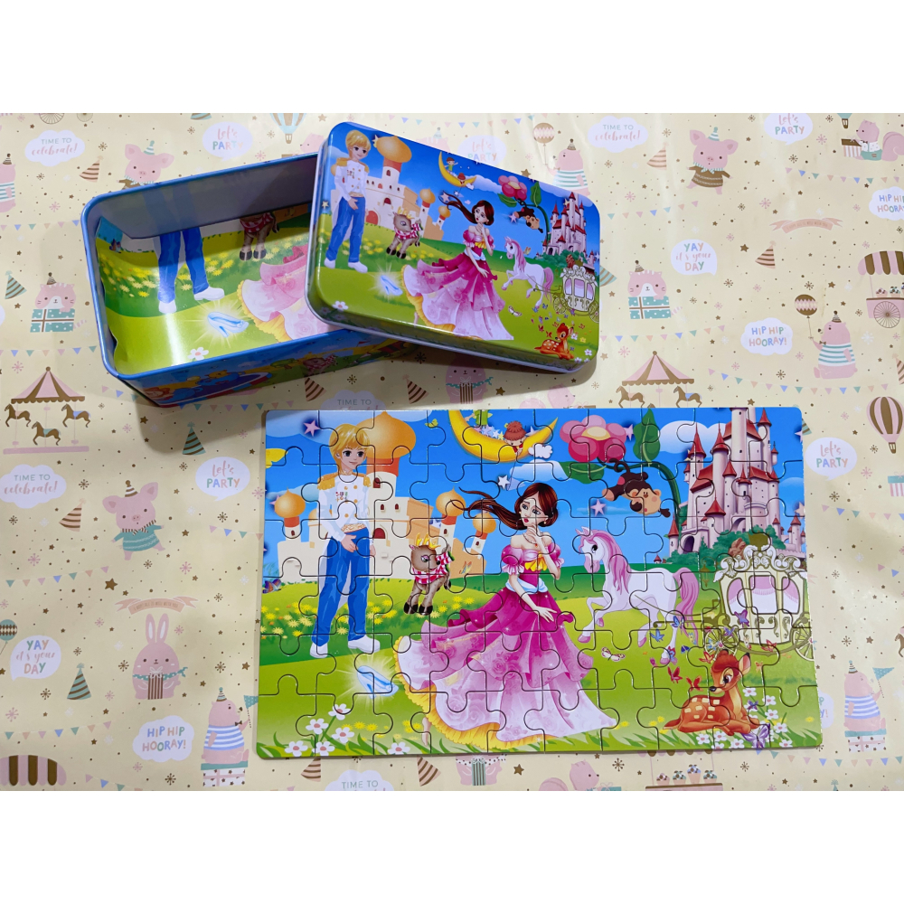 木製鐵盒60片拼圖 🧩 卡通款 PS 拼圖後面有數字有圖片可以看這拼-細節圖7