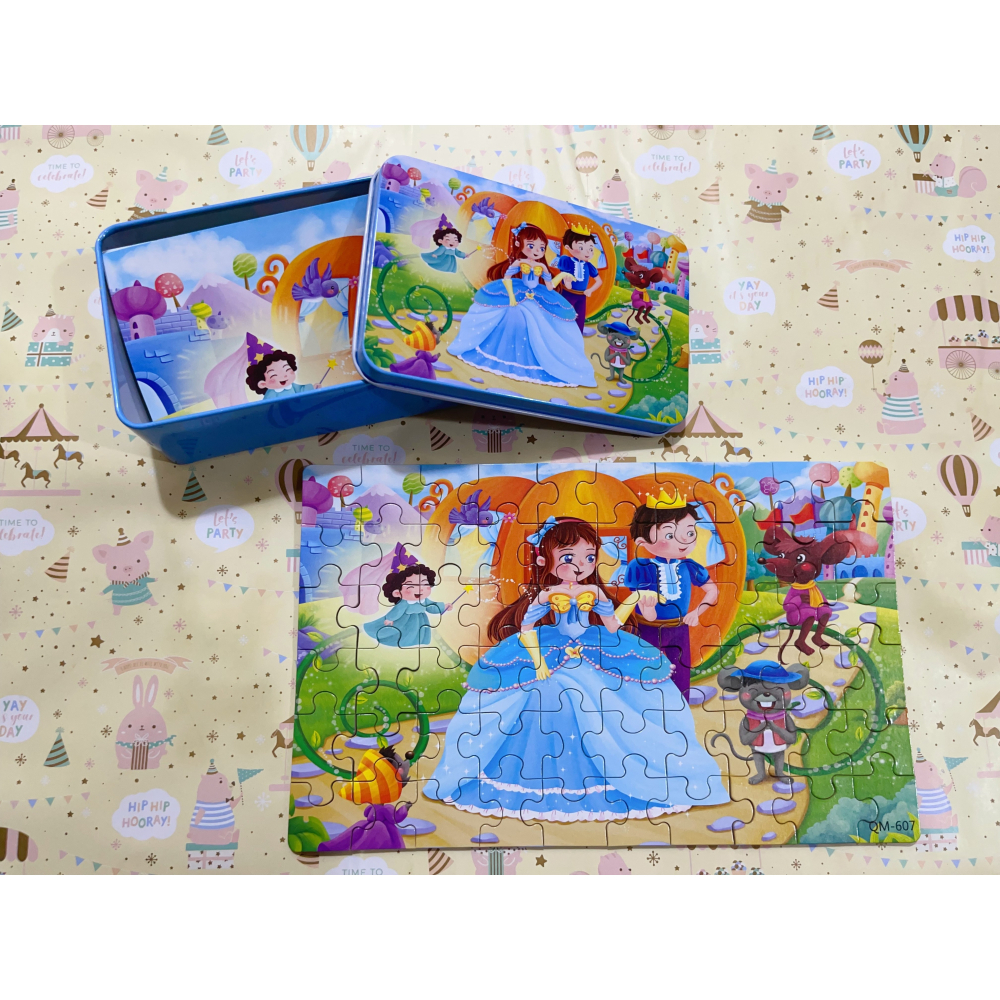 木製鐵盒60片拼圖 🧩 卡通款 PS 拼圖後面有數字有圖片可以看這拼-細節圖8