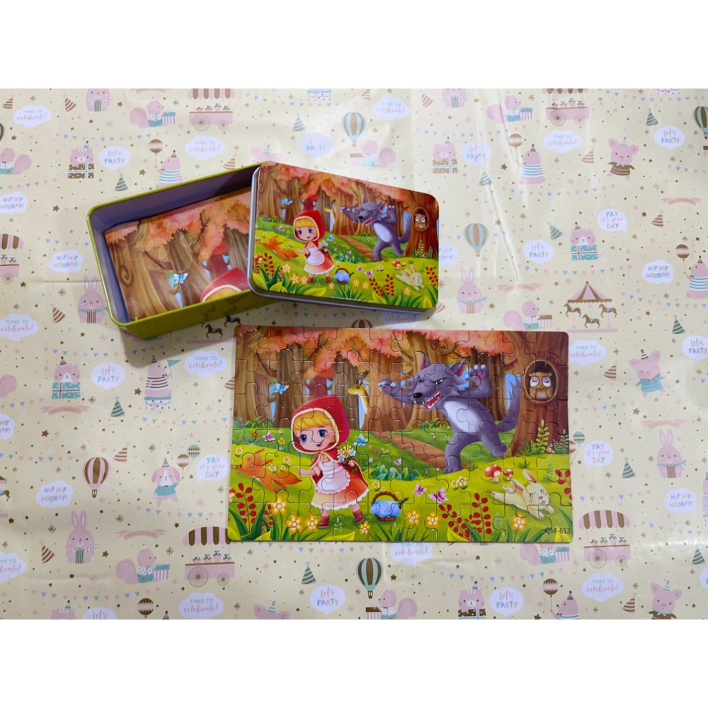 木製鐵盒60片拼圖 🧩 卡通款 PS 拼圖後面有數字有圖片可以看這拼-規格圖9