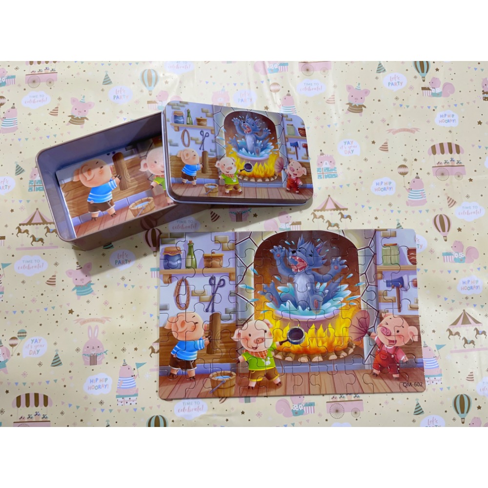 木製鐵盒60片拼圖 🧩 卡通款 PS 拼圖後面有數字有圖片可以看這拼-規格圖9
