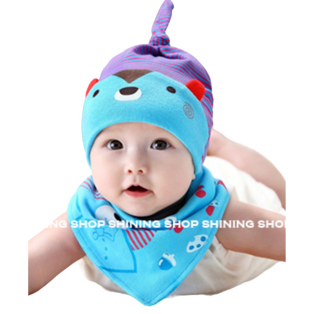 新生兒👶嬰幼兒 男女寶寶 （帽子 + 圍兜兩件套）   PS：0-24個月大的baby-細節圖6