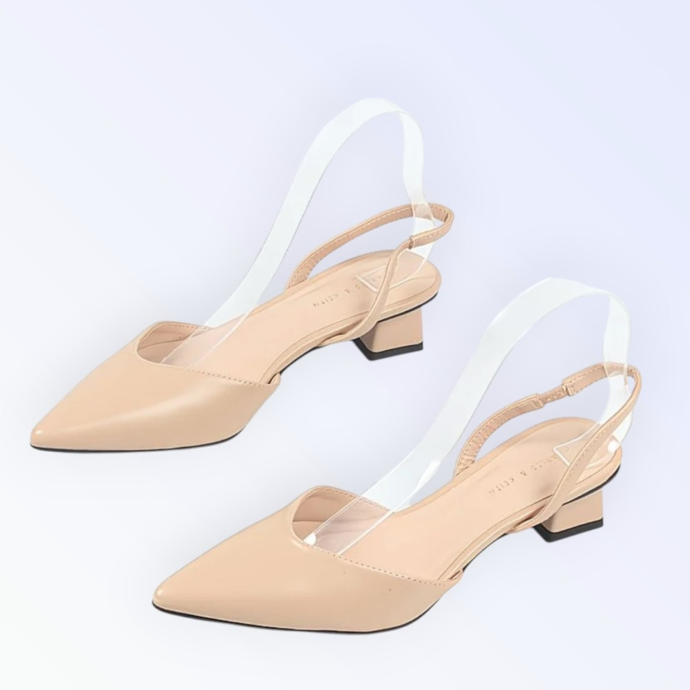 👠尖頭低跟鞋 方跟女鞋 細帶時尚單鞋 大尺碼   〝 跟高 4.5cm 〞〝尺碼  41 號 = 25.5 碼〞-細節圖3