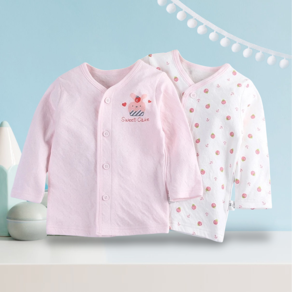 新生兒👶嬰幼兒 男女寶寶棉紗前扣式上衣   〝 2件一組 〞-細節圖3