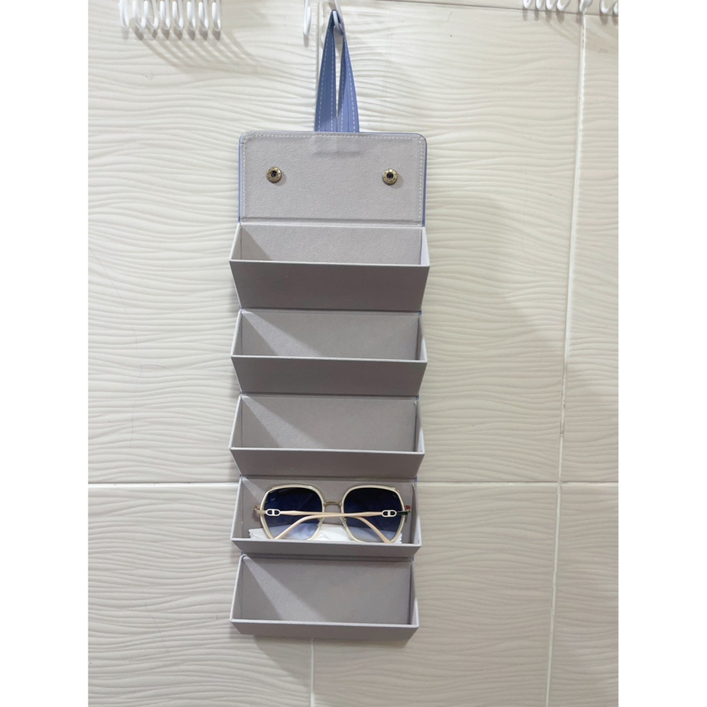 【可折疊多層】高顔值眼鏡收納盒 車載掛包 男女通用太陽鏡盒 多功能收納  〝 可放五支眼鏡 〞-細節圖4