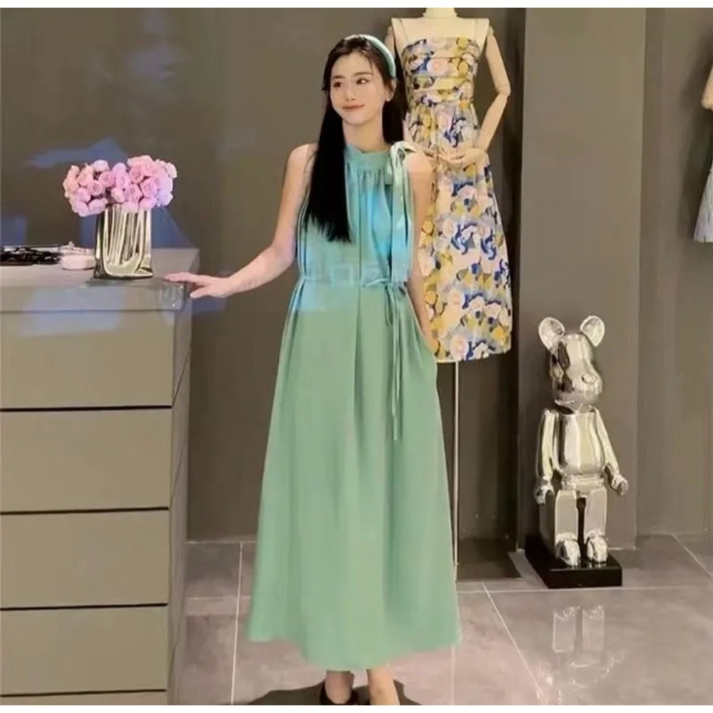 法是無袖綁帶氣質長洋裝  〝 全長 115 〞-細節圖2