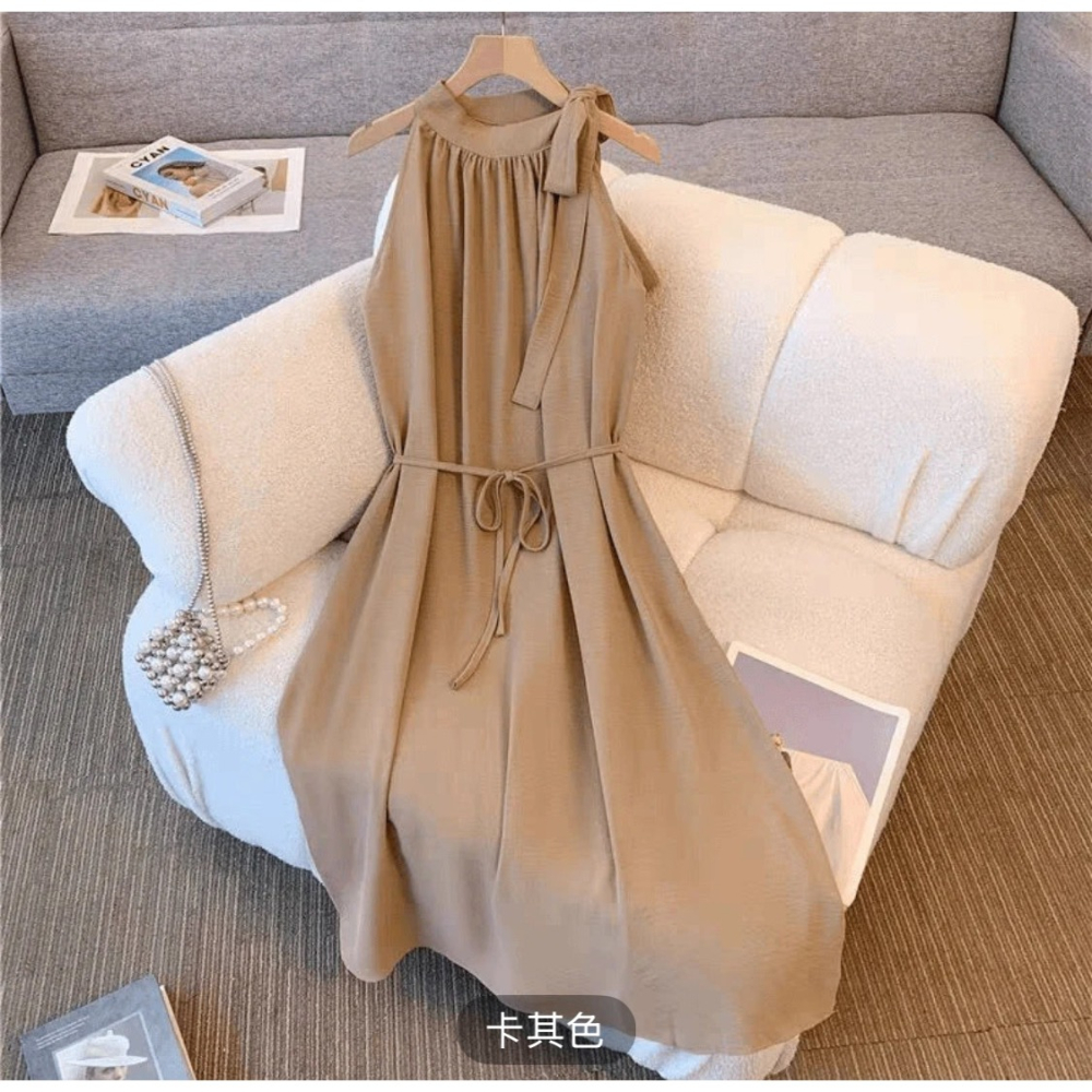 法是無袖綁帶氣質長洋裝  〝 全長 115 〞-細節圖3