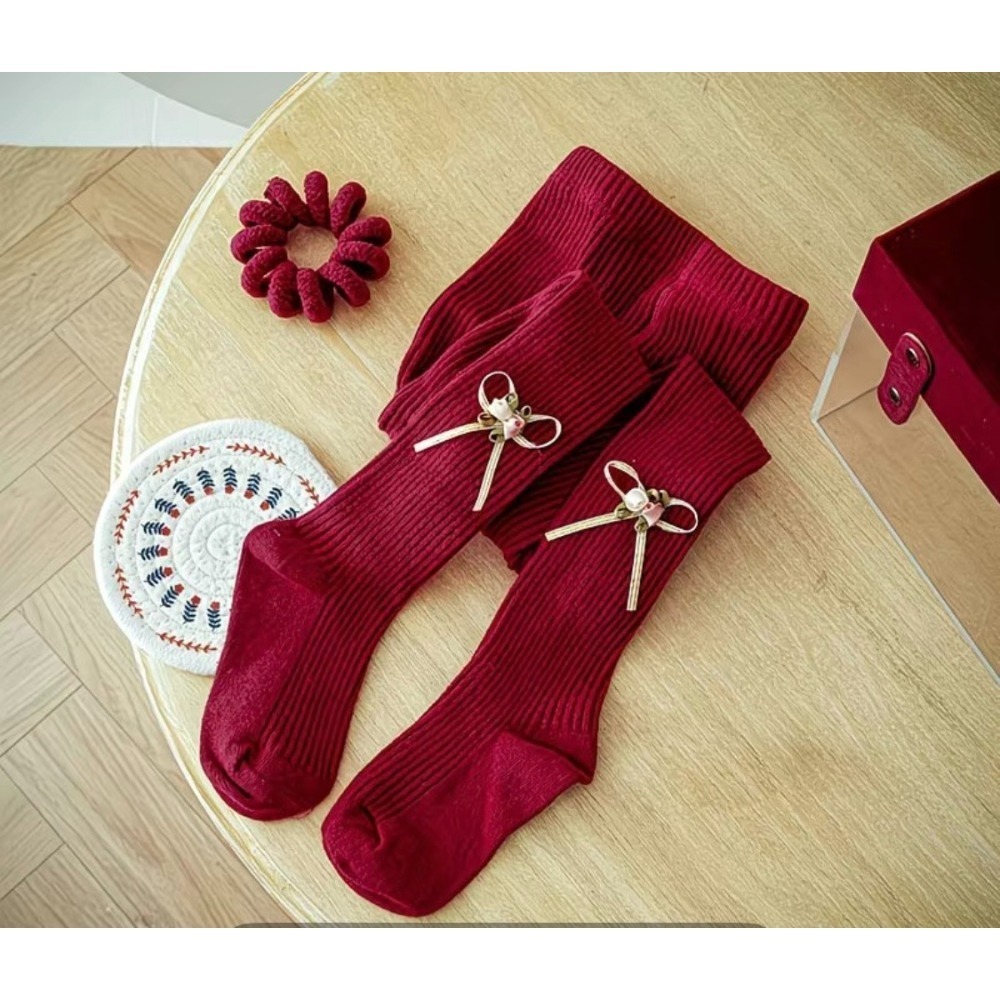 嬰幼兒 紅色內搭褲寶寶週歲喜慶公主風蝴蝶結可愛洋氣女童內搭褲-規格圖3