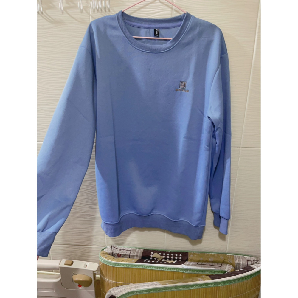 大學 T 秋冬新款 潮牌美式復古衛衣學生大學T寬鬆圓領衛衣長袖 T恤百搭 無帽衛衣  〝 藍色 〞-細節圖2
