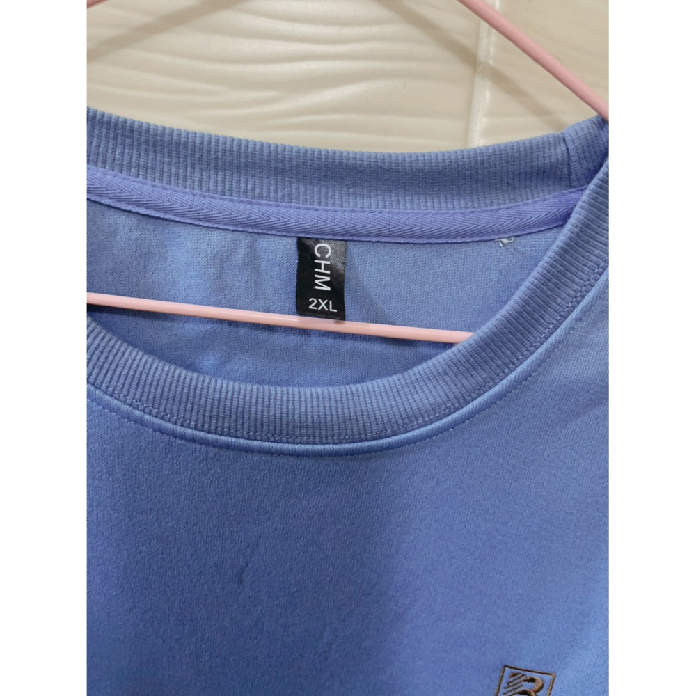 大學 T 秋冬新款 潮牌美式復古衛衣學生大學T寬鬆圓領衛衣長袖 T恤百搭 無帽衛衣  〝 藍色 〞-細節圖3