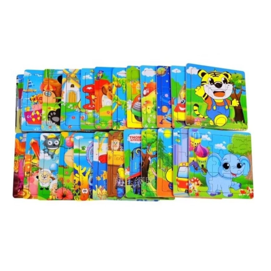 動物造型9片拼圖 木款有底圖 15x15cm-細節圖2