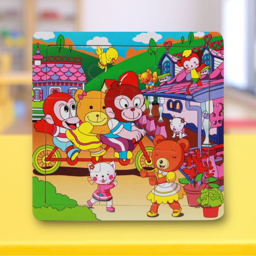 動物造型9片拼圖 木款有底圖 15x15cm-細節圖10