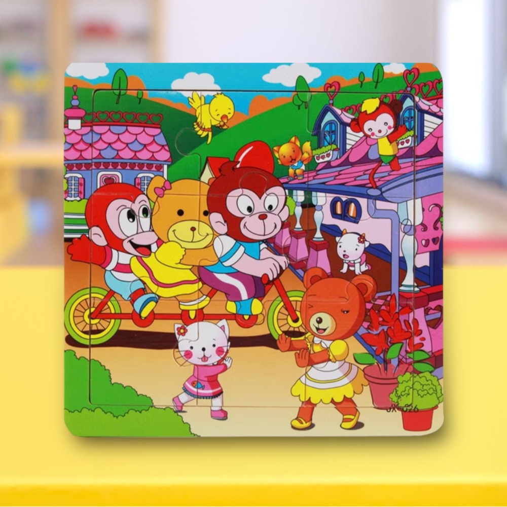 動物造型9片拼圖 木款有底圖 15x15cm-規格圖11