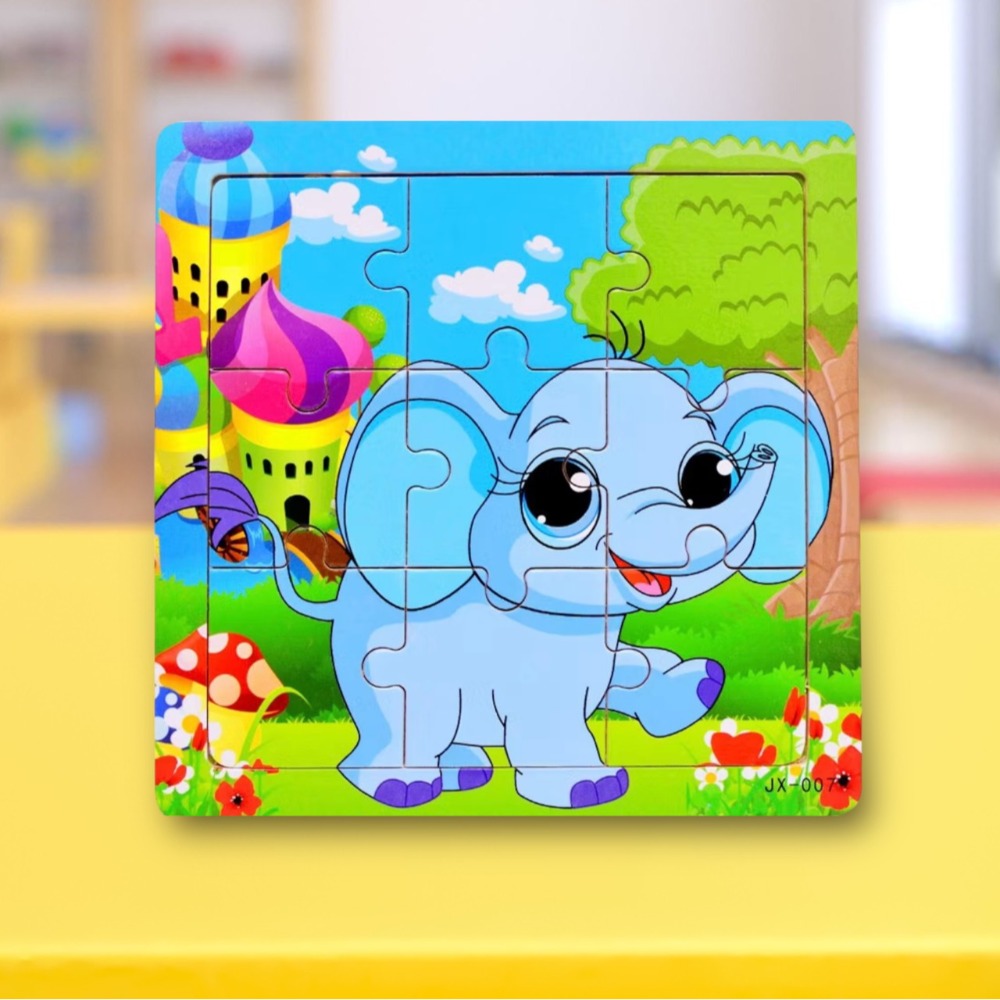 動物造型9片拼圖 木款有底圖 15x15cm-規格圖11