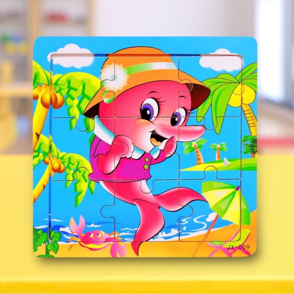 動物造型9片拼圖 木款有底圖 15x15cm-規格圖11