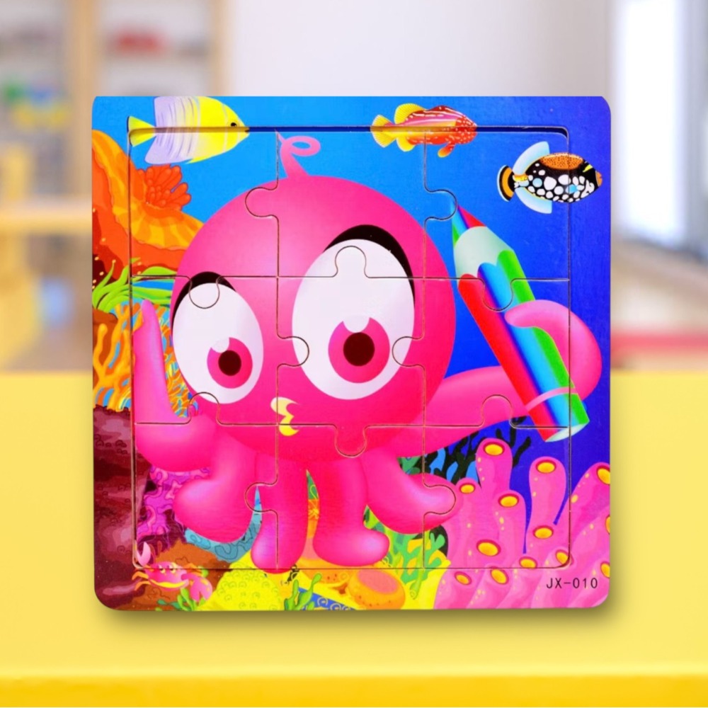 動物造型9片拼圖 木款有底圖 15x15cm-規格圖11