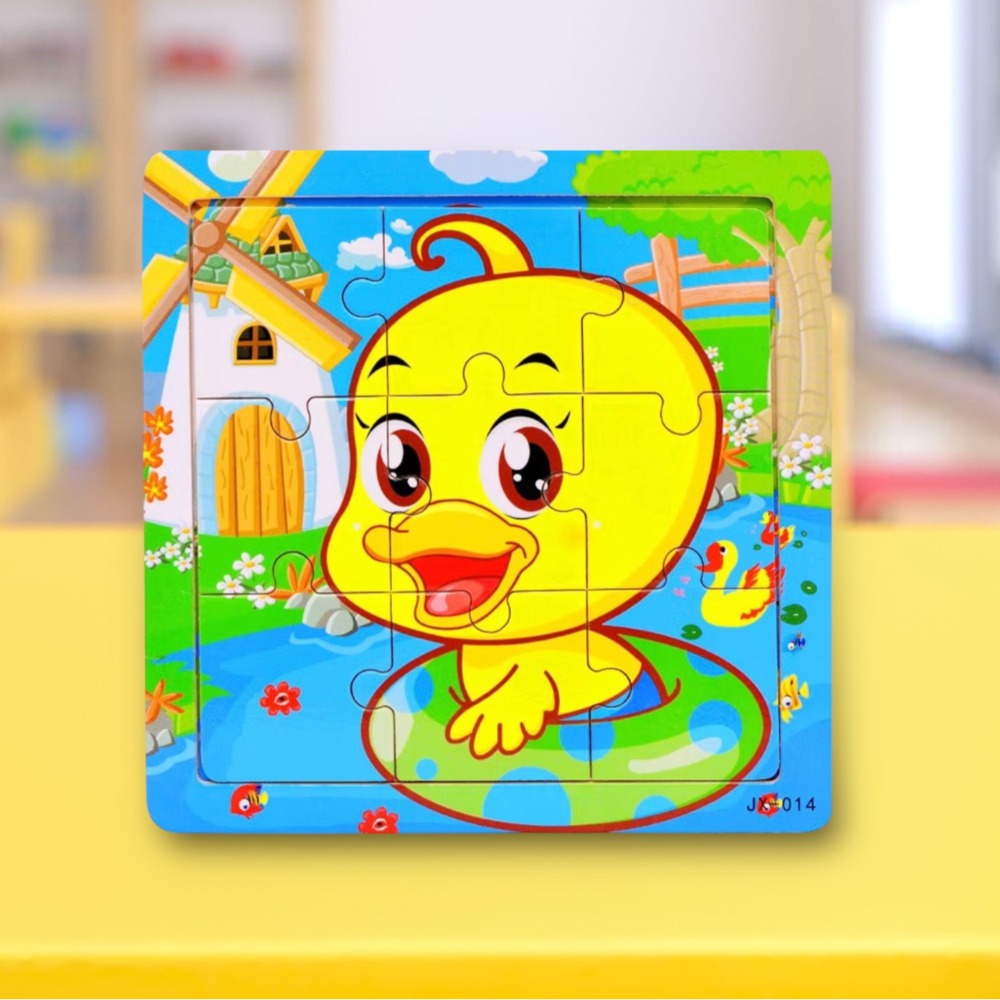 動物造型9片拼圖 木款有底圖 15x15cm-規格圖11