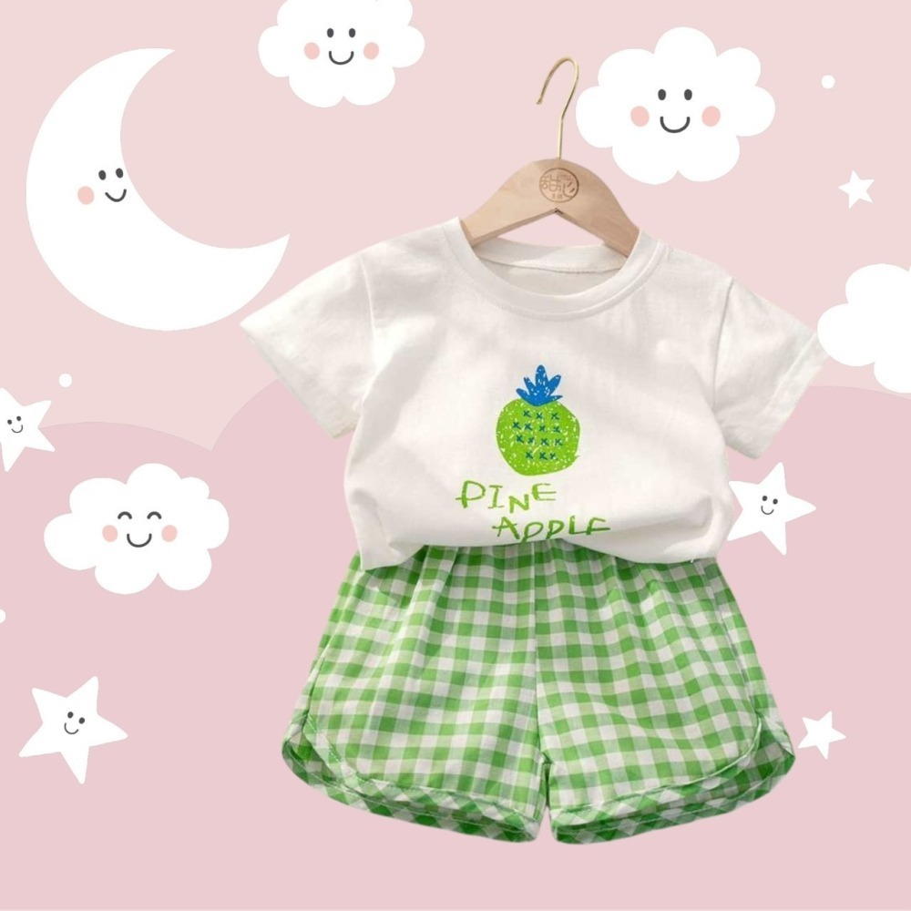 女童可愛水果短袖套裝/兩件套/上衣/短褲/男女童/格紋/女童套裝/兒童套裝-細節圖2