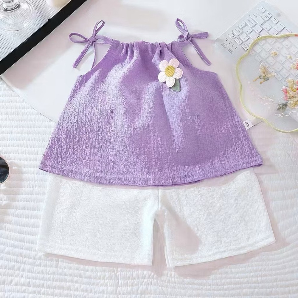 韓版小花吊帶套裝兩件套  洋氣裝-規格圖5