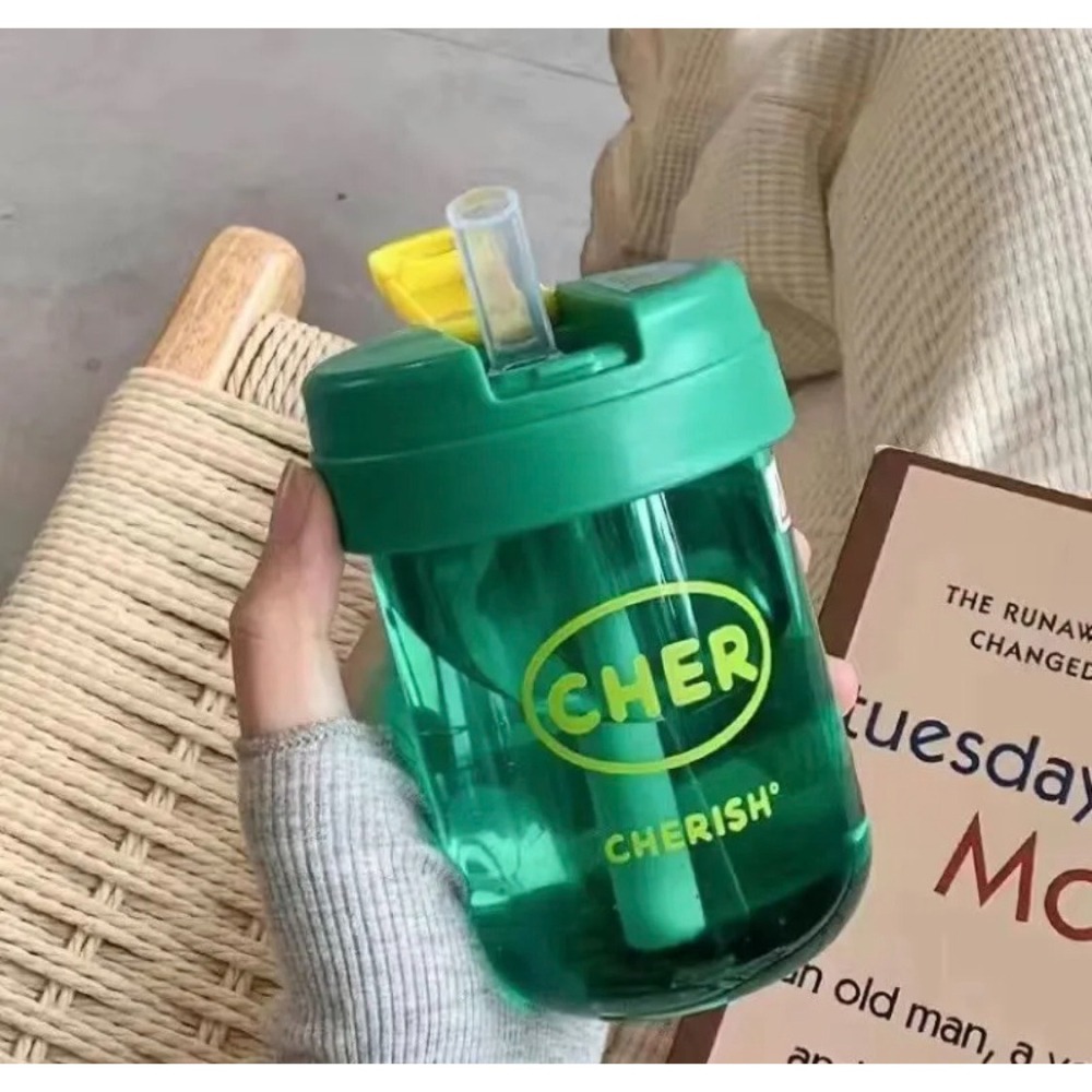 杯子 ins 高顏值簡約 可愛韓版學習吸管杯防摔   300cc-細節圖3