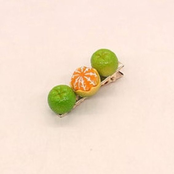 〝現貨〞  橘子髮夾 女夏天 可愛 瀏海頭飾 夏季 碎髮髮卡 網紅側邊 一字夾 小夾子-細節圖6