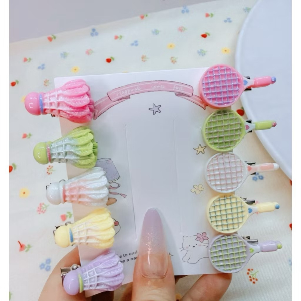 〝 現貨 〞可愛創意羽毛球小發夾可愛卡通趣味髮卡少女心學生閨蜜劉海碎髮側邊夾  髮夾做不對襯-細節圖2