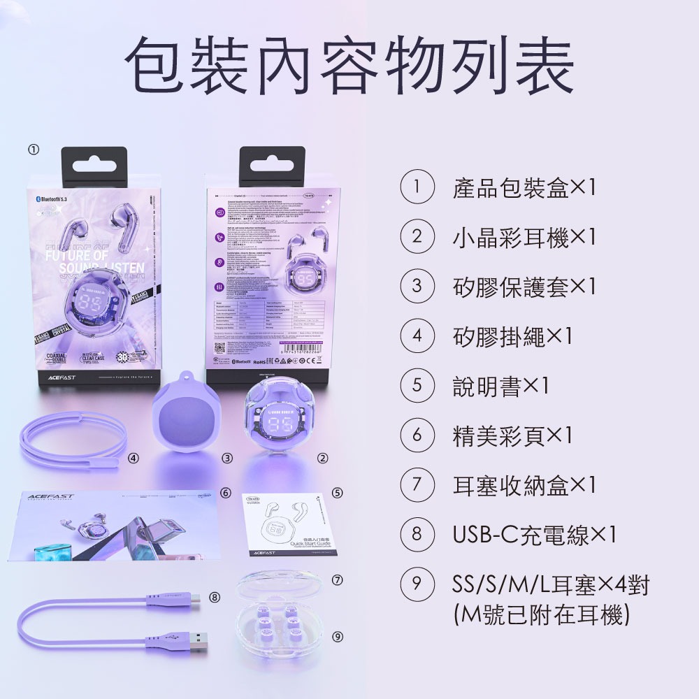 ACEFAST Crystal T8 小晶彩真無線藍牙耳機-台灣原廠公司貨-細節圖11