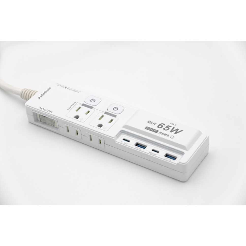 Palladium 帕拉丁 K-201PLC-黑 3開4插3P 65W 氮化鎵USB超級閃充延長線 -電競炫光版-細節圖11