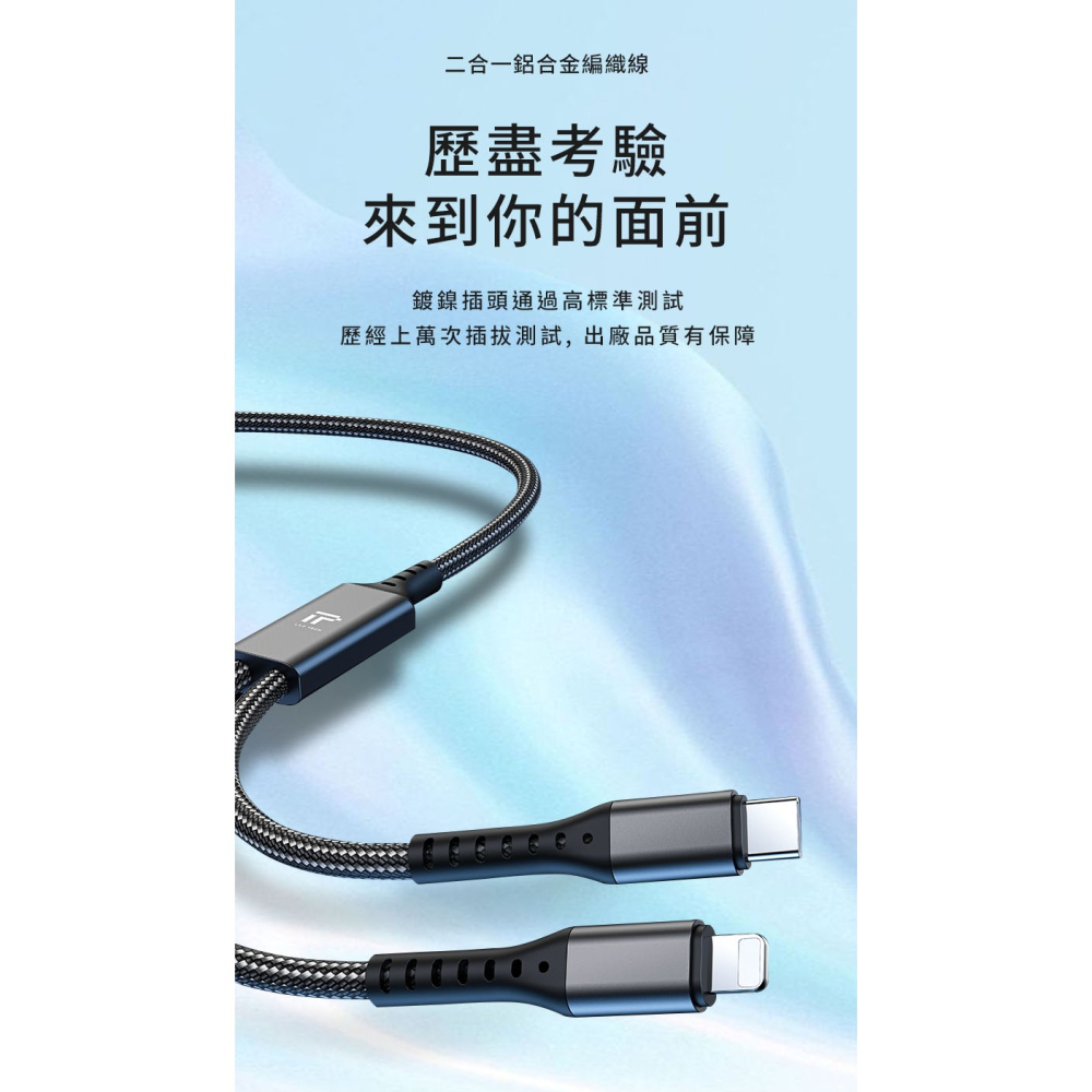 I.T.F PD67W+27W二合一/一對一/磁吸線 耐拉扯急速快充線iPhone線 Type-C線 -現貨保固一年-細節圖5