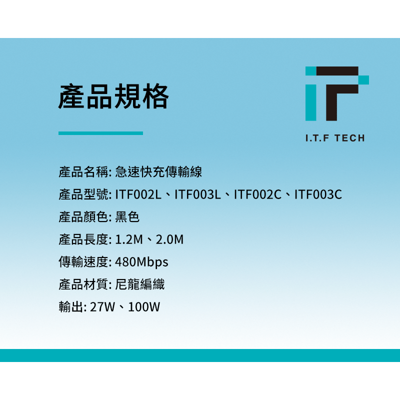 I.T.F PD67W+27W二合一/一對一/磁吸線 耐拉扯急速快充線iPhone線 Type-C線 -現貨保固一年-細節圖11