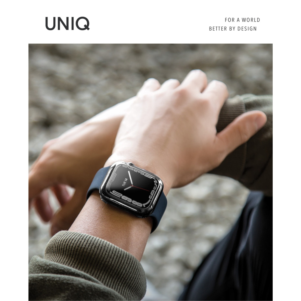 UNIQ Glase 輕薄透明防撞保護框 41／45 mm（2入 透明＋透黑）for Apple Watch-細節圖2