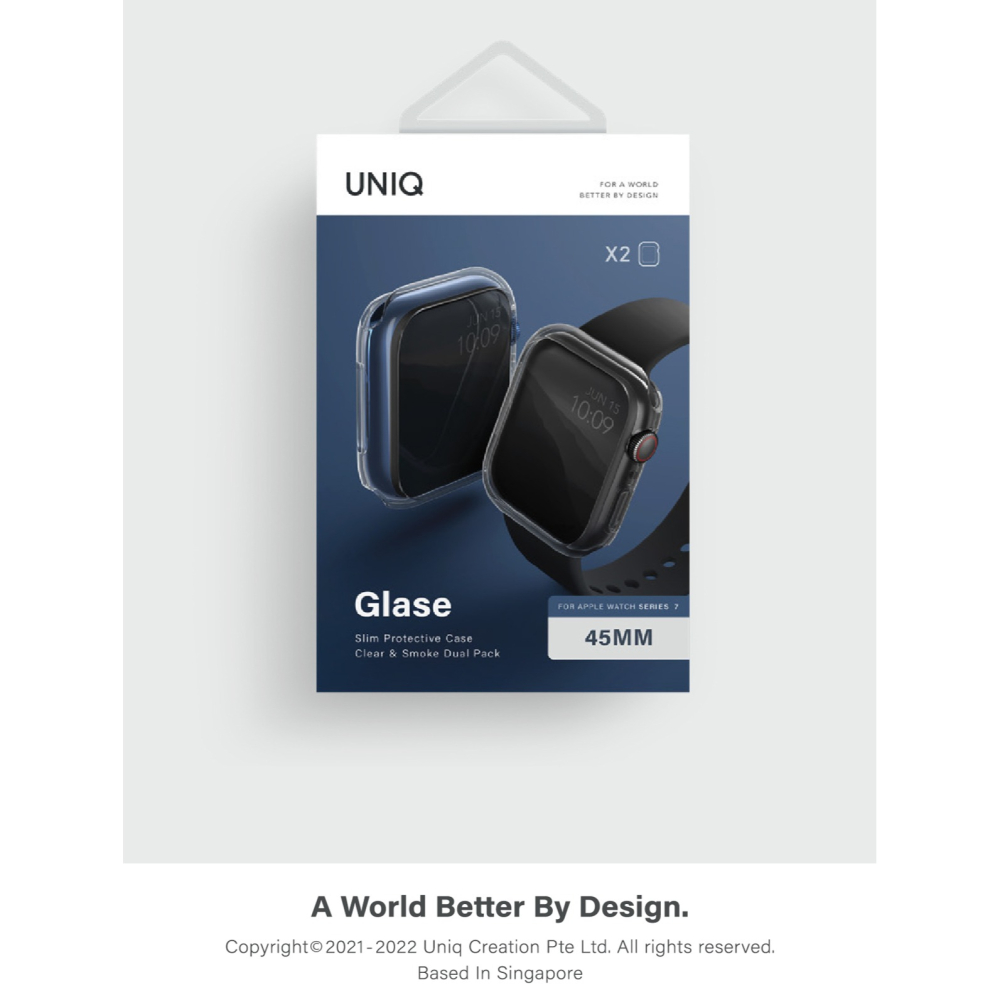UNIQ Glase 輕薄透明防撞保護框 41／45 mm（2入 透明＋透黑）for Apple Watch-細節圖6