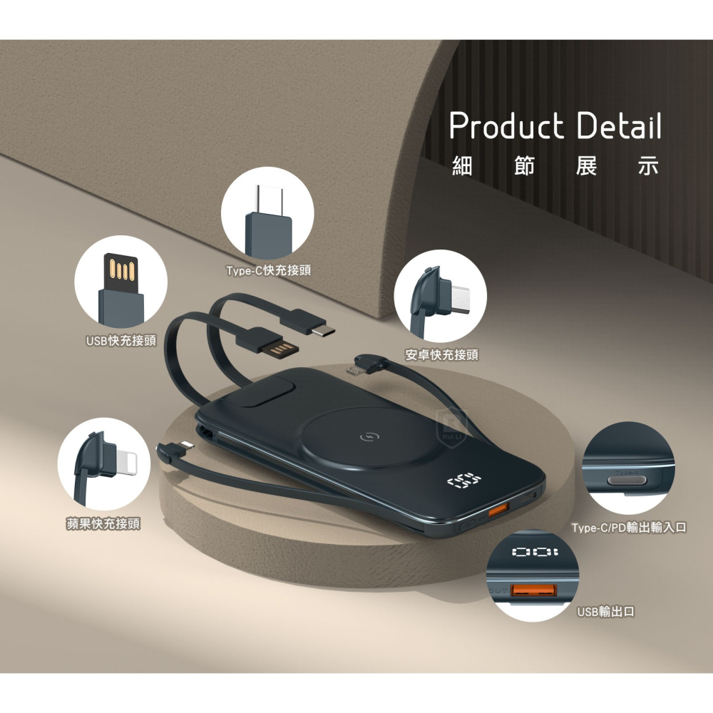 ONAIR 第二代快充帶支架版 自帶4線 無線充電 支援magsafe行動電源 適用 蘋果 安卓 Switch iPad-細節圖2