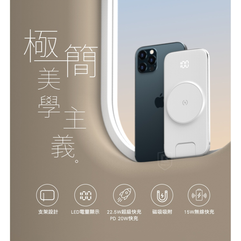 ONAIR 第二代快充帶支架版 自帶4線 無線充電 支援magsafe行動電源 適用 蘋果 安卓 Switch iPad-細節圖4