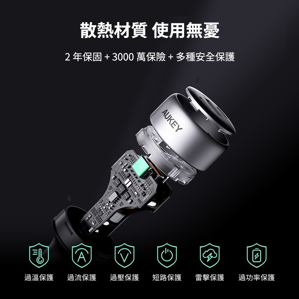 AUKEY 3孔165W PD快充車用充電器／點菸器 CC-P4-細節圖6