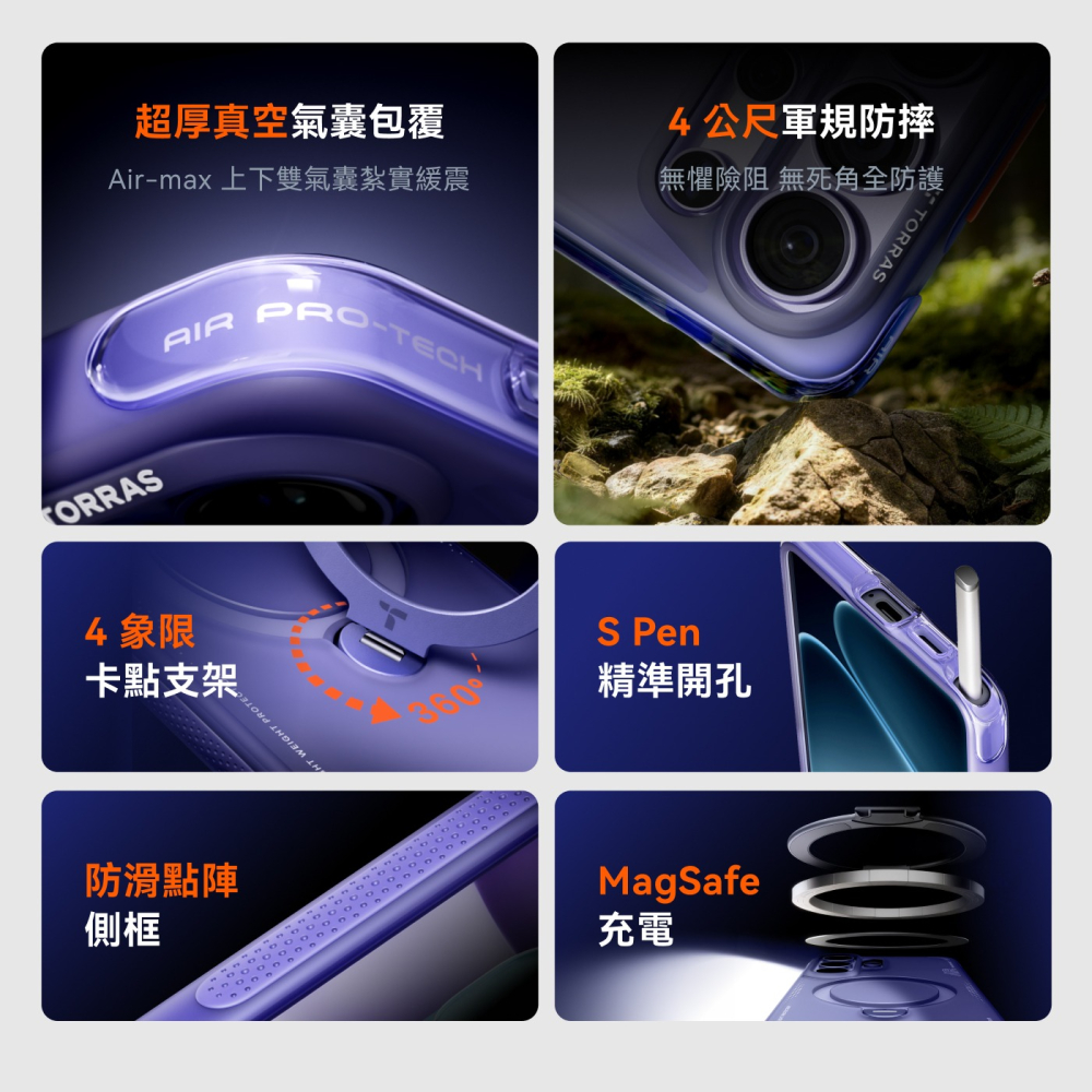 TORRAS Ostand Spin Air Galaxy S26 Ultra 旋轉支架氣囊防摔手機殼-細節圖3