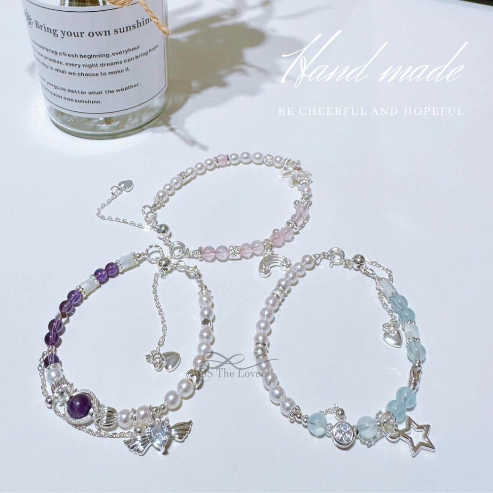 DS The Lovers 天然水晶設計 | 高品質天然珍珠 X 水晶手鍊 海藍寶|紫水晶|粉水晶 設計款水晶手鍊-細節圖2
