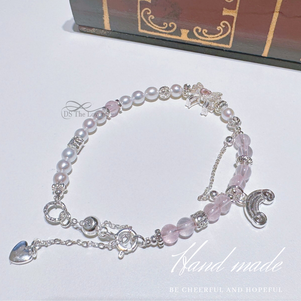 【玫瑰晨曦】天然珍珠 X 粉水晶手鍊