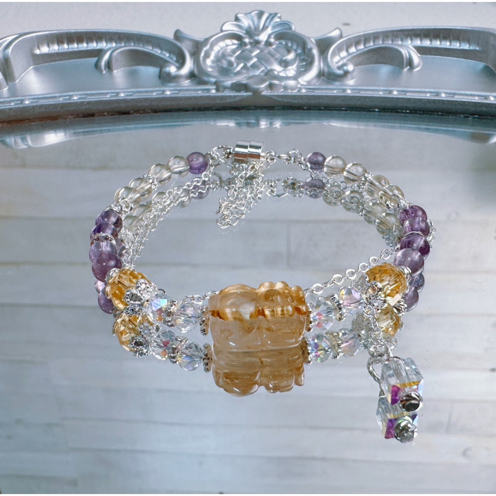 DS The Lovers 設計款 天然水晶 『招財聚富·鈦晶貔貅』雙層能量手鍊-細節圖2