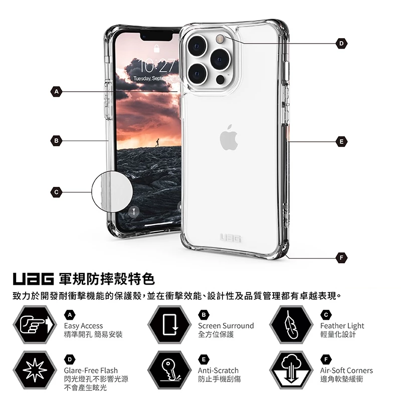 UAG  iPhone13 14 12 11 SE2 Pro max頂極款 耐衝擊軍規保護殼 實色款全透款 經典款防摔殼-細節圖10