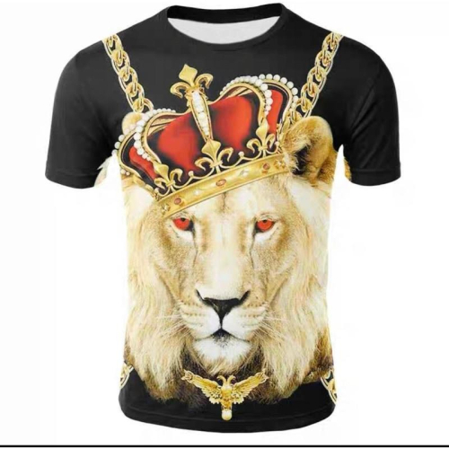 【YT Style】王者風範歐美經典衣服3D皇冠獅子短袖T恤男 買越多越優惠