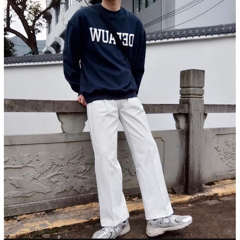 【YT Style】韓國🇰🇷正韓白色直筒牛仔褲 寬鬆 百搭 闊腿 長褲-細節圖5
