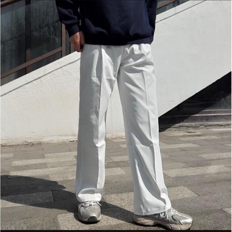 【YT Style】韓國🇰🇷正韓白色直筒牛仔褲 寬鬆 百搭 闊腿 長褲-細節圖7