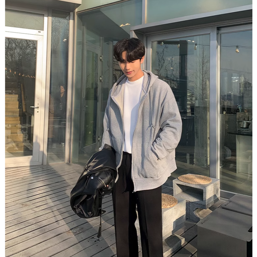 【YT Style】韓系連帽外套 懶人內刷毛厚磅連帽外套 棉質 連帽 棉外套 百搭 穿搭-細節圖2