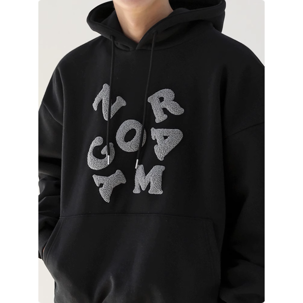 【YT Style】韓國 重磅 NOCYMAR帽TEE 字母刷毛 連帽 植絨布 穿搭 秋冬-細節圖3