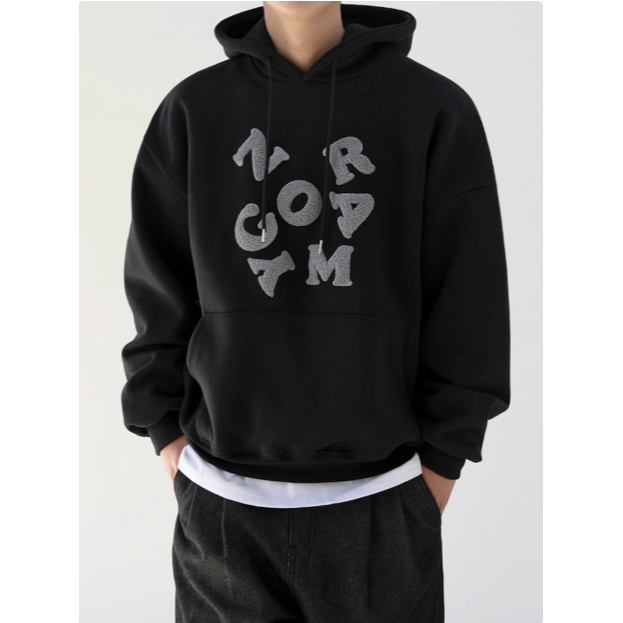 【YT Style】韓國 重磅 NOCYMAR帽TEE 字母刷毛 連帽 植絨布 穿搭 秋冬-規格圖6