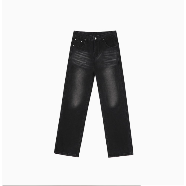 【YT Style】韓國 復古 水洗 巴黎世家感 牛仔褲 四季可穿 韓版寬鬆 闊腿 直筒褲 穿搭 暗黑 男女不拘 韓系-細節圖4