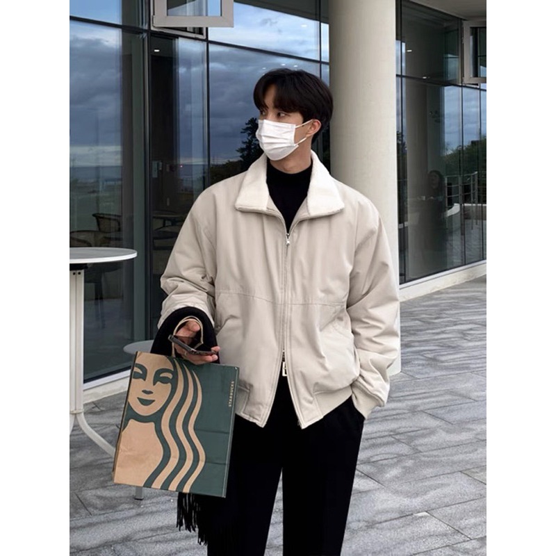 【YT SHOP】韓國｜🇰🇷｜男款｜加厚翻領棉襖外套 兩色-規格圖8