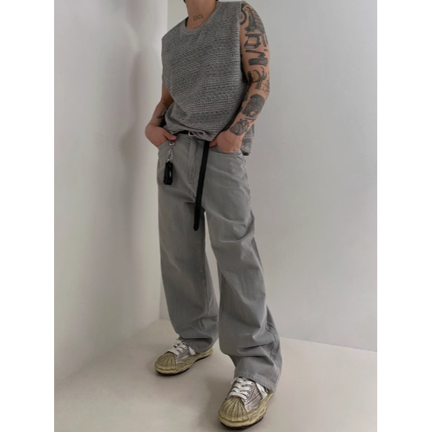 【YT SHOP】韓國 簍空針織無袖背心 短寬版型 無袖 針織 男女不拘-細節圖2